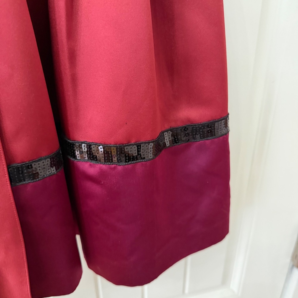 Kay Unger Cocktail Dress Size 6 Burgundy Plum Silk Trim Sequin Colorblock - Picture 3 of 6
